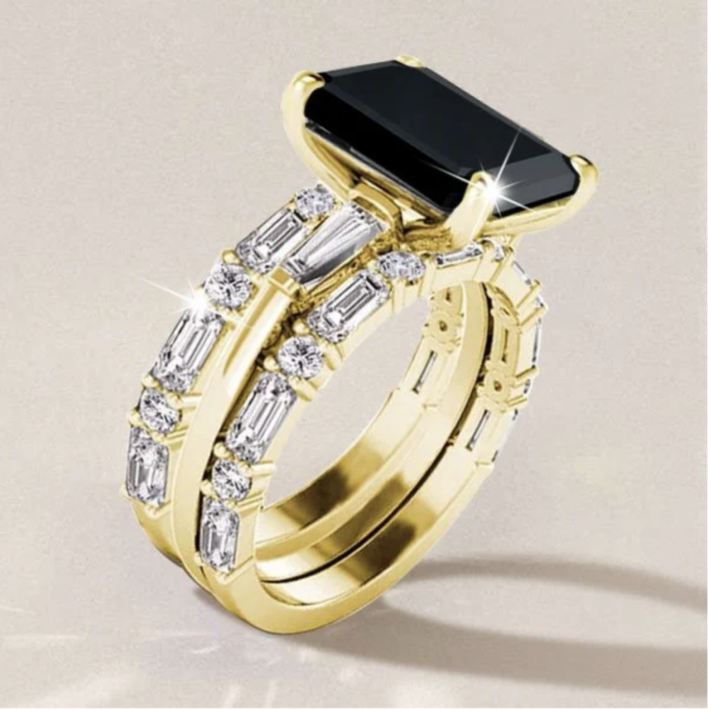 Black Gold Wedding Ring Sets